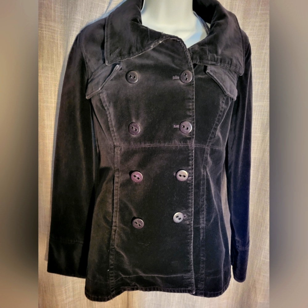 Women's CALVIN KLEIN JEANS Black Velour Lined Jacket Sz M y2k vintage
